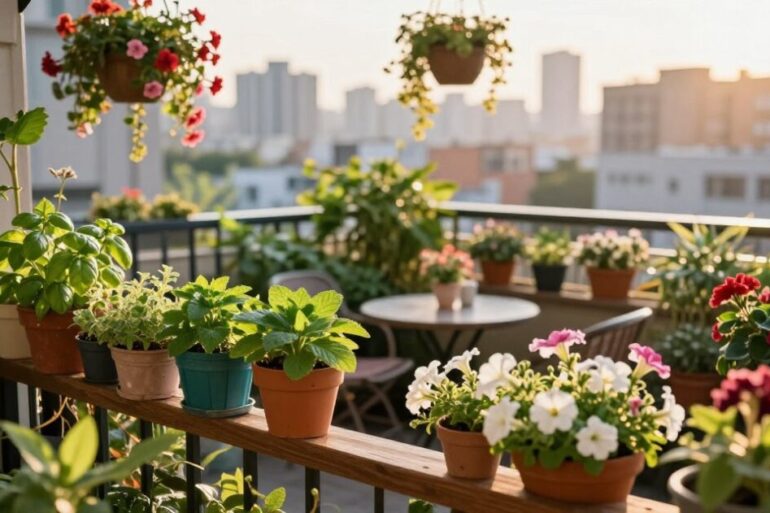 mini ogródek na balkonie